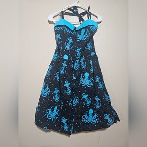 Sourpuss Octopus Print Pin-Up Halter Dress